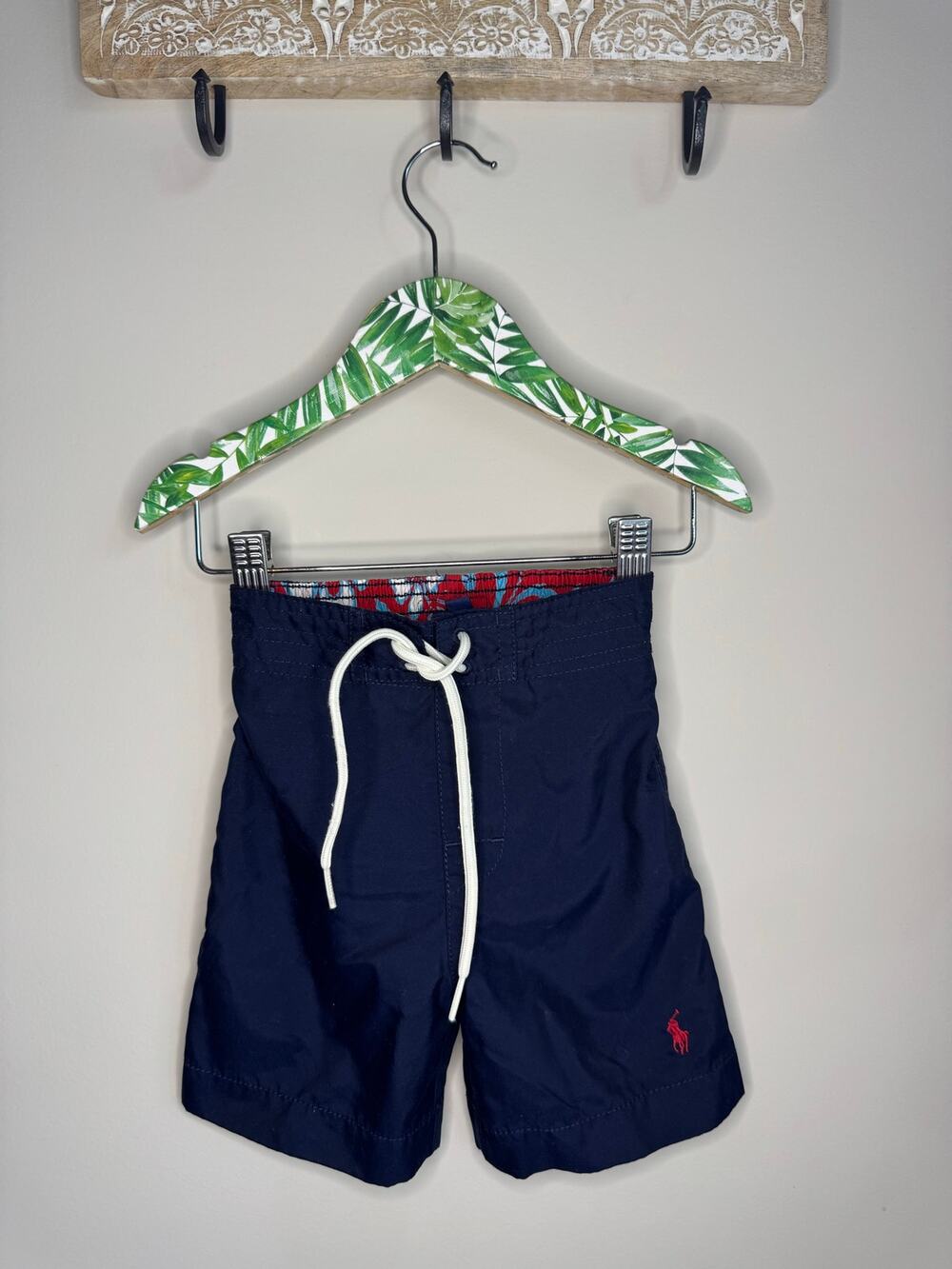 Polo Ralph Lauren Blue Red Pony Swim Trunks sz 12M